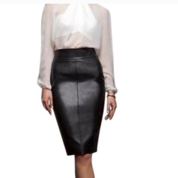 BCBG Max Azria Black 100% leather pencil skirt size 6 - Picture 8 of 9